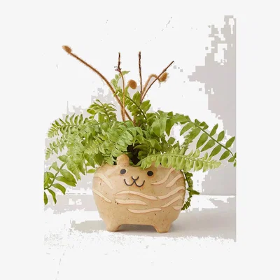 Urban Outfitters Cat Plant Pot - Brown ALL at Urban Outfitters