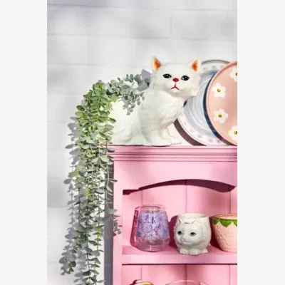 Urban Outfitters Kitsch Cat Plant Pot - White ALL at Urban Outfitters