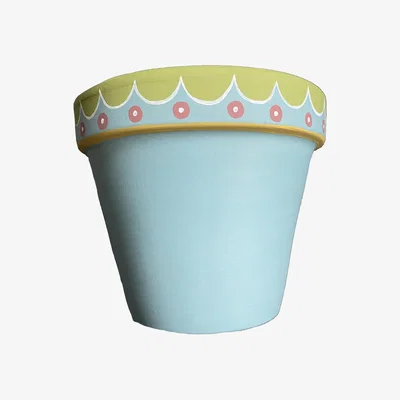 Wolf & Badger Hand Painted Scallop Plant Pot - Blue Large Abigail Hardie Home