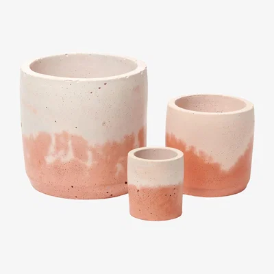 Wolf & Badger Pink / Purple / Yellow Concrete Plant Pot Set - Terracotta And Blush Smith & Goat