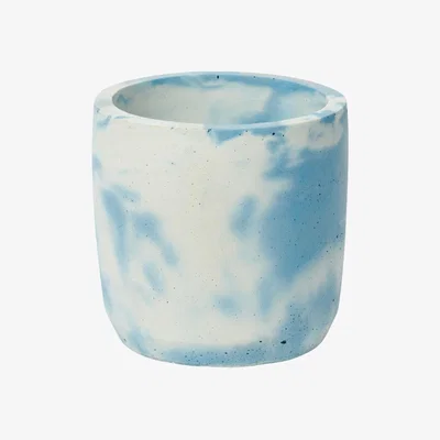 Wolf & Badger Concrete Cylinder Plant Pot - Blue & White Smith & Goat