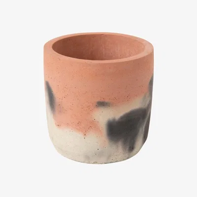 Wolf & Badger Pink / Purple Concrete Cylinder Plant Pot - Blush, Charcoal & White Smith & Goat
