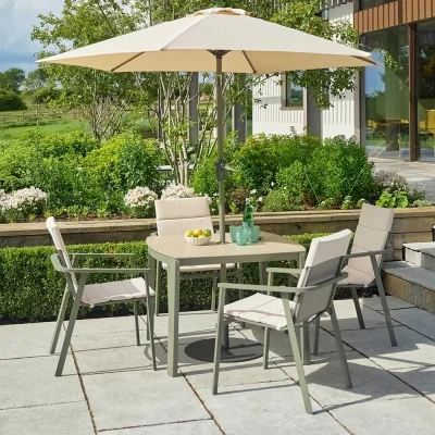 Atkin & Thyme Valentina 4 Seat Dining Set with Parasol 