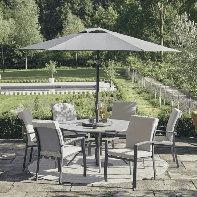 Atkin & Thyme Gabriela 6 Seat Dining Set with Lazy Susan and Parasol 