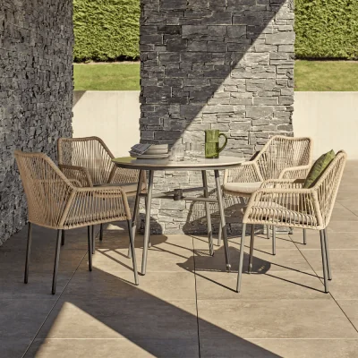 Atkin & Thyme Olivia 4 Seat Round Dining Set - Wheat
