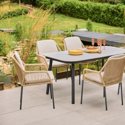Atkin & Thyme Olivia 6 Seat Rectangular Dining Set - Wheat