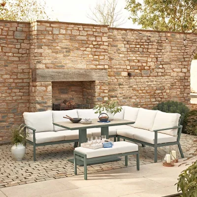 Atkin & Thyme Valentina Corner Lounge Dining Set with Adjustable Table
