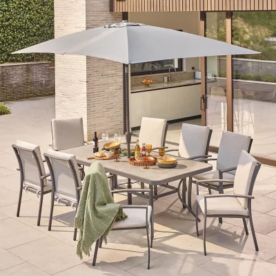 Atkin & Thyme Gabriela 8 Seat Dining Set with Parasol