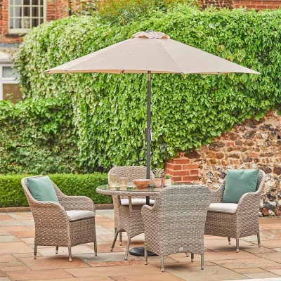 Atkin & Thyme Matilda 4 Seat Dining Set with Parasol 