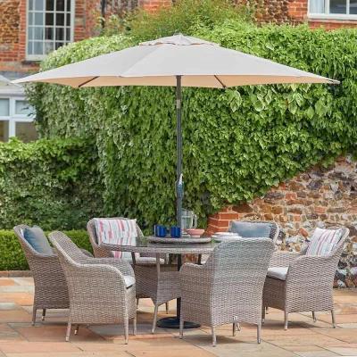 Atkin & Thyme Matilda 6 Seat Dining Set with Lazy Susan and Parasol