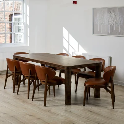 Arighi Bianchi Carla Dining Table and Erica Leather Chairs Bundle, Set of 6 Erica Chairs