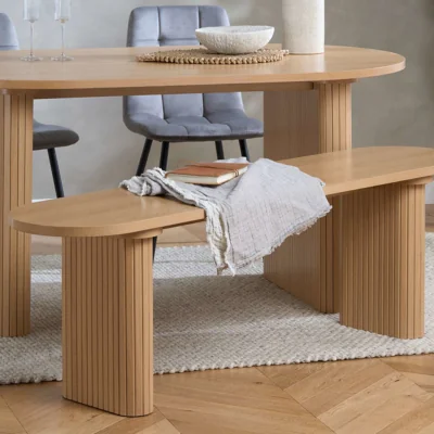 Arighi Bianchi Tiffany Fluted Dining Bench, Oak