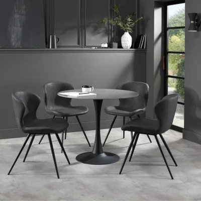 Arighi Bianchi Enzo Circular Dining Table & 4 Hector Dining Chairs Bundle, Grey