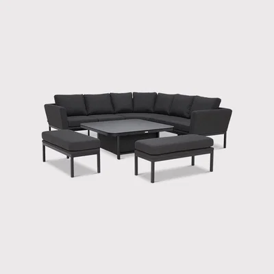 Barker and Stonehouse Portland Deluxe Square Corner Dining Set Charcoal, Black | Barker & Stonehouse