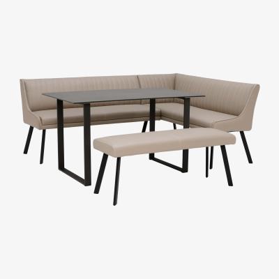 Barker and Stonehouse Belize Left Hand Corner Dining Set, Neutral Fabric | Barker & Stonehouse