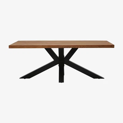 Barker and Stonehouse Navarro Star Solid Oak Dining Table - Dark Oak - W200 x D100 x H77cm - Barker &amp; Stonehouse