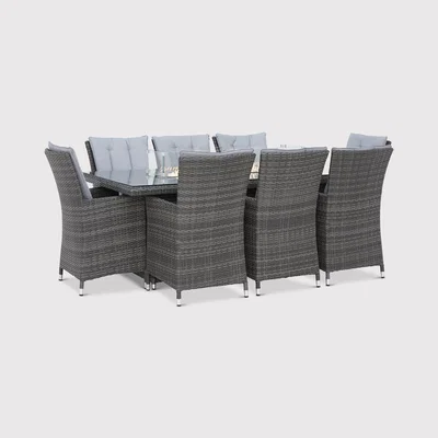 Barker and Stonehouse Anglesey 8 Seater Dining Set With Fire Pit, Grey | Barker & Stonehouse