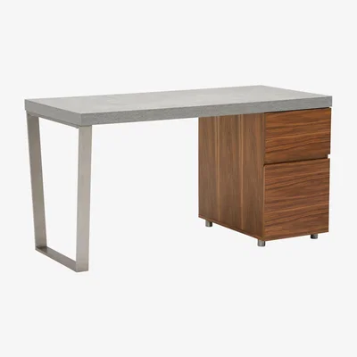 Barker and Stonehouse Halmstad Office Desk, Concrete and Walnut