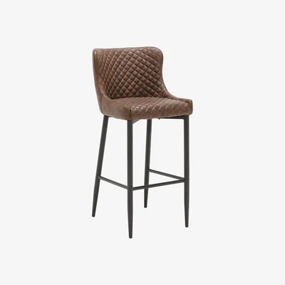 Barker and Stonehouse Modern Bar Stool - Faux Leather - Dark Brown - W53 x D60 x H105cm - Barker &amp; Stonehouse