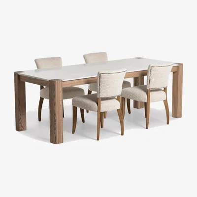 Barker and Stonehouse Hickory 230cm Dining Set With 4 Otto Dining Chairs, Ash Wood | Barker & Stonehouse