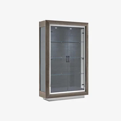 Barker and Stonehouse Vinci 2 Door Glass Fronted Cabinet, Silver Birch