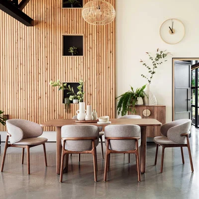Barker and Stonehouse Vito Dining Table 175cm+6 Ren Chairs, Brown | Barker & Stonehouse
