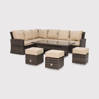 Barker and Stonehouse Kersey Corner Dining Set With Rising Table, Brown | Barker & Stonehouse