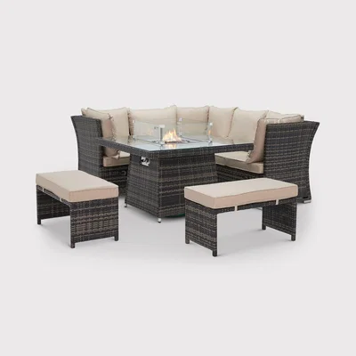 Barker and Stonehouse Polperro Reclining Side Corner Dining Set, Brown | Barker & Stonehouse
