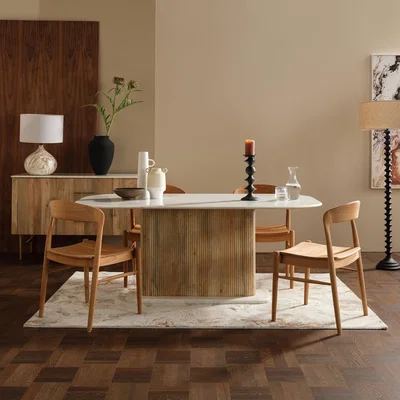 Barker and Stonehouse Fuji 180cm Dining Table+6 Semeru Chairs, Neutral | Barker & Stonehouse