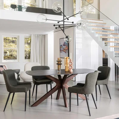Barker and Stonehouse Allen Fixed Table+ 4x Timmins Dining Chair, Black | Barker & Stonehouse