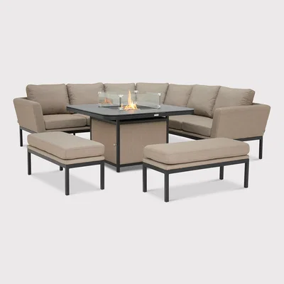 Barker and Stonehouse Portland Deluxe Square Corner Dining Set Taupe | Barker & Stonehouse