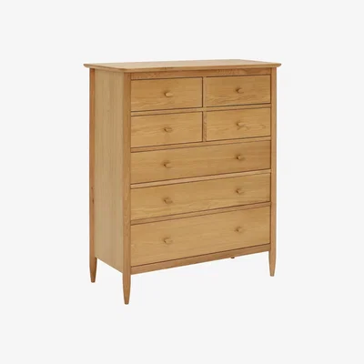 Barker and Stonehouse Ercol 7 Drawer Solid Oak Bedroom Chest Of Drawers - Light Brown - W98 x D47 x H122cm - Barker &amp; Stonehouse