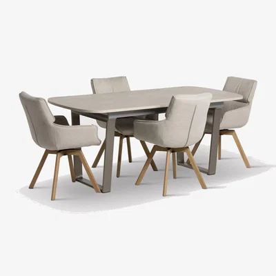 Barker and Stonehouse Tate Exten 180-220cm Dining Set with 4 Shona Chair, Brown | Barker & Stonehouse