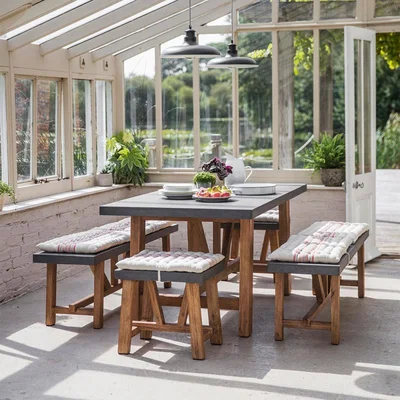 Cuckooland Garden Trading Chilson Table, Bench & Stool Dining Set for Indoor Or Outdoor Use