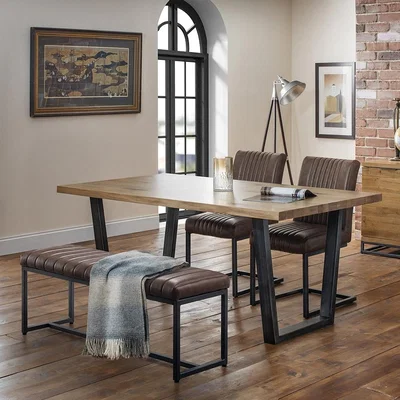 Cuckooland Julian Bowen Brooklyn Dining Set with Brooklyn Chairs & Upholstered Bench - 2 Chairs