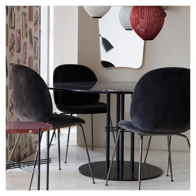The Conran Shop TS Column Table Marble Top & Black Base Large