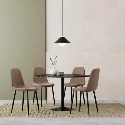 Cult Furniture £70 Off Ibiza & Rayner 4 Chairs Dining Set, Black & Taupe Sustainable Velvet