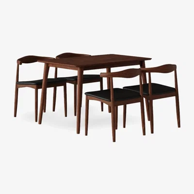 Cult Furniture £300 Off Milton & Aalborg 4 Chairs Dining Set, Walnut & Black