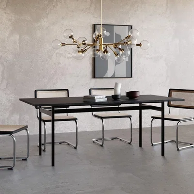 Cult Furniture Angus & Kenton 4 Chairs Dining Set, Black & Cane