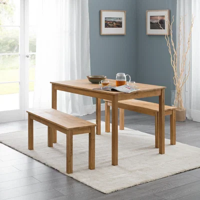 Dunelm Coxmoor Rectangular Dining Table with 2 Dining Benches Oak Brown
