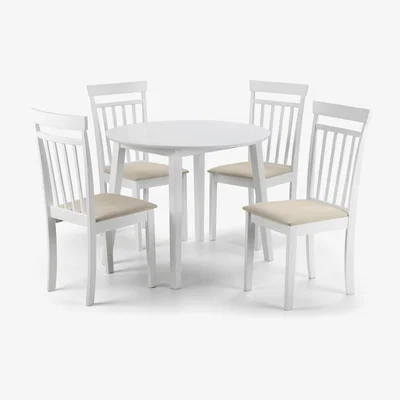 Dunelm Coast White Dining Table with 4 Chairs White
