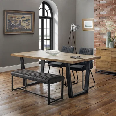 Dunelm Brooklyn Rectangular Dining Table with 1 Soho Bench with 2 Soho Chairs Brown