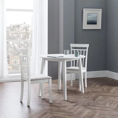 Dunelm Coast Drop Leaf Dining Set with 2 Coast Dining Chairs White