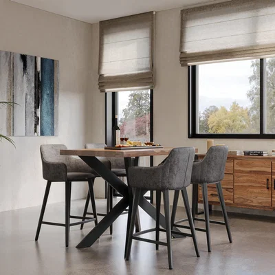 Dunelm Indus Valley Logan 4 Seater Bar Table With 4 Logan Faux Leather Bar Stools