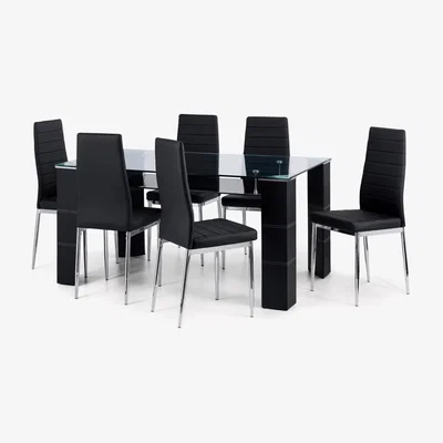 Dunelm Greenwich Dining Table with 6 Chairs Black