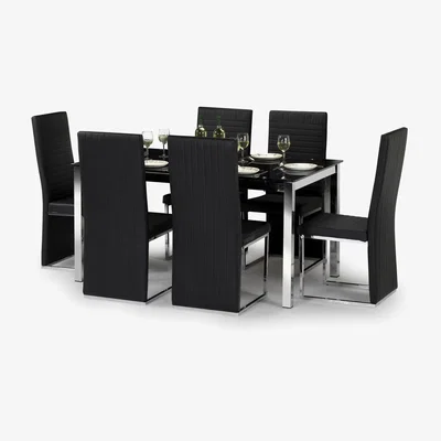 Dunelm Tempo Dining Table with 6 Tempo Chairs Black