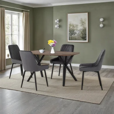 Dunelm Athens Oak Effect Rectangle Dining Table with 4 Avery Dining Chairs