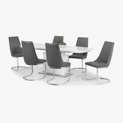 Dunelm Como Extending Dining Table with 6 Chairs Grey