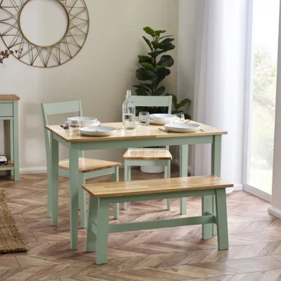 Dunelm Linwood Rectangle Dining Table with 2 Dining Chairs and Bench