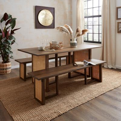 Dunelm Mila Rectangular Dining Table With 2 Mango Wood Benches Natural